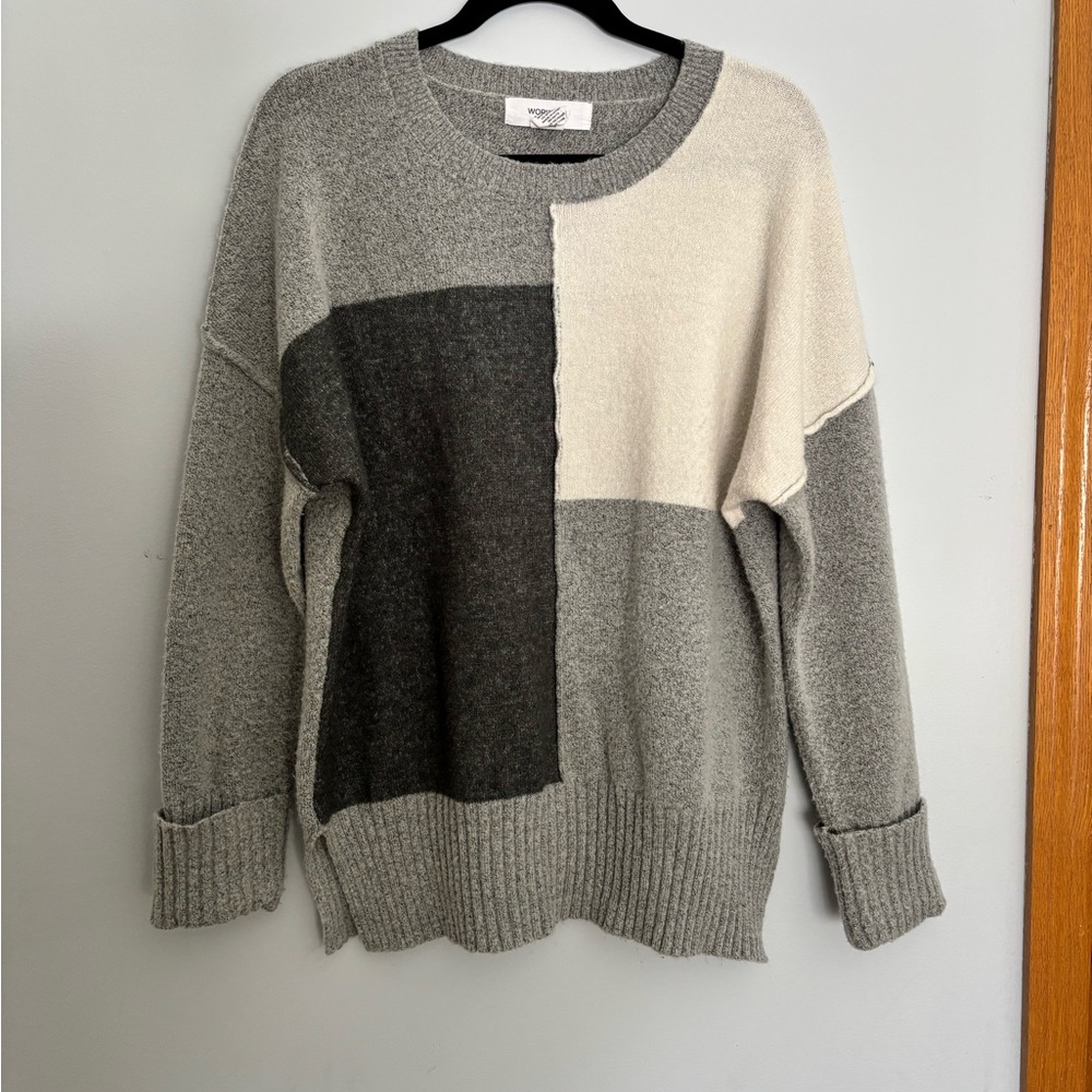 Workshop Republic Clothing Gray and Cream Sweater